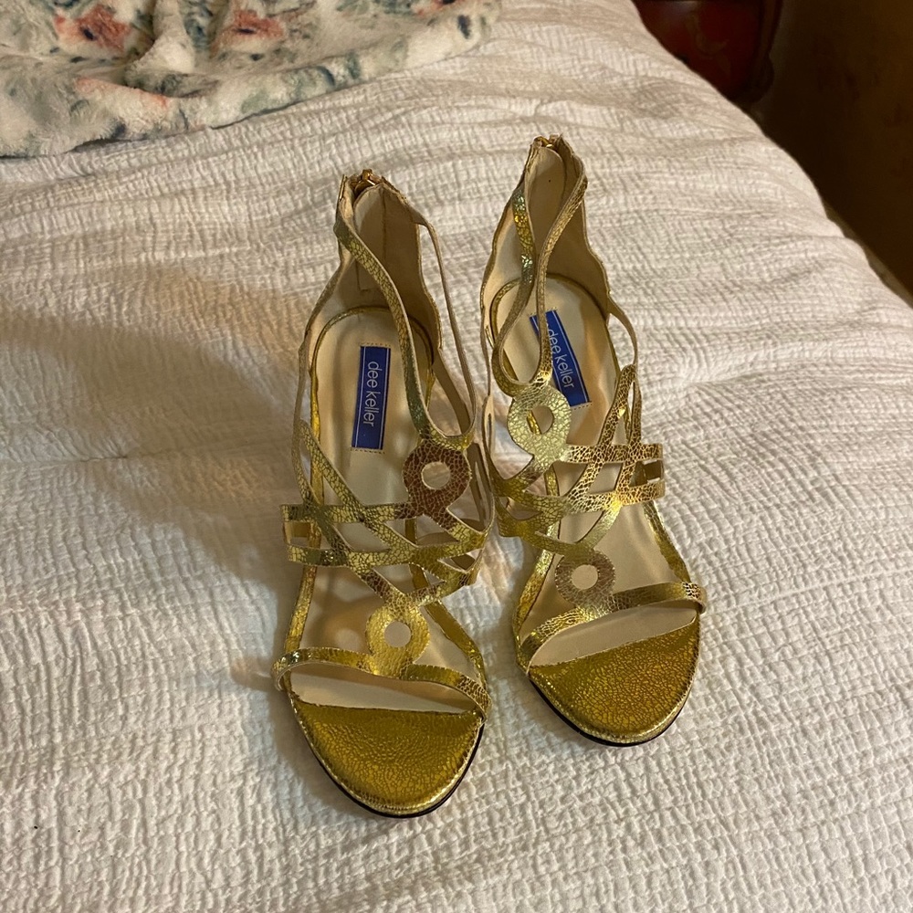 Dee Keller gold strappy heels